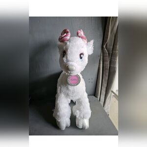 Glisten Reindeer Plush White Stuffed Animal Christmas Toy  Sparkle Antlers BAB